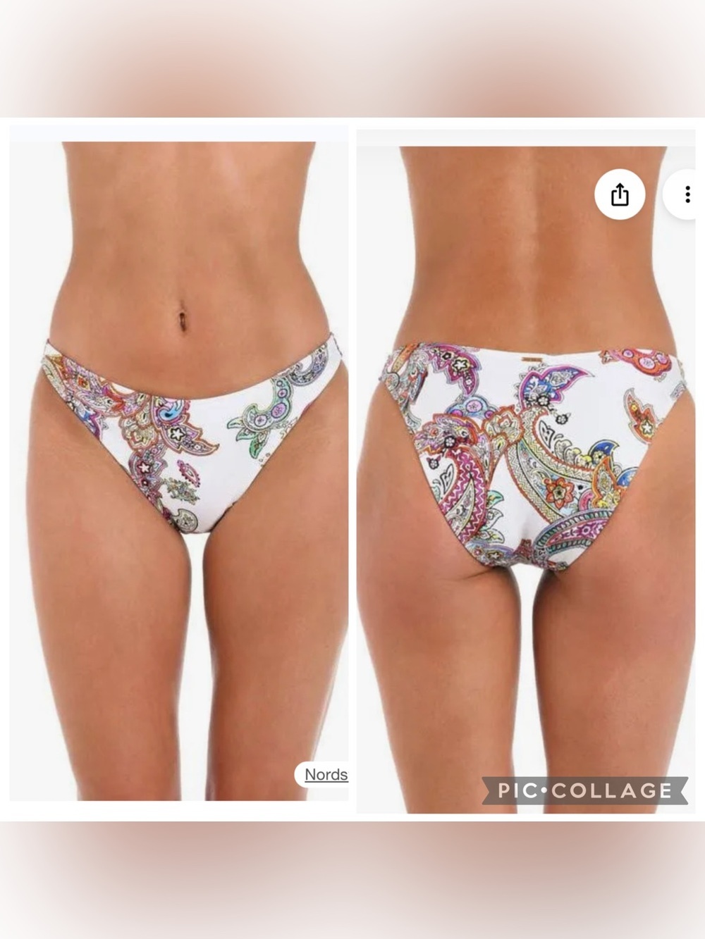 L'AGENCE Women's Jean Bright Paisley Bikini Bottoms Size Large NWOT